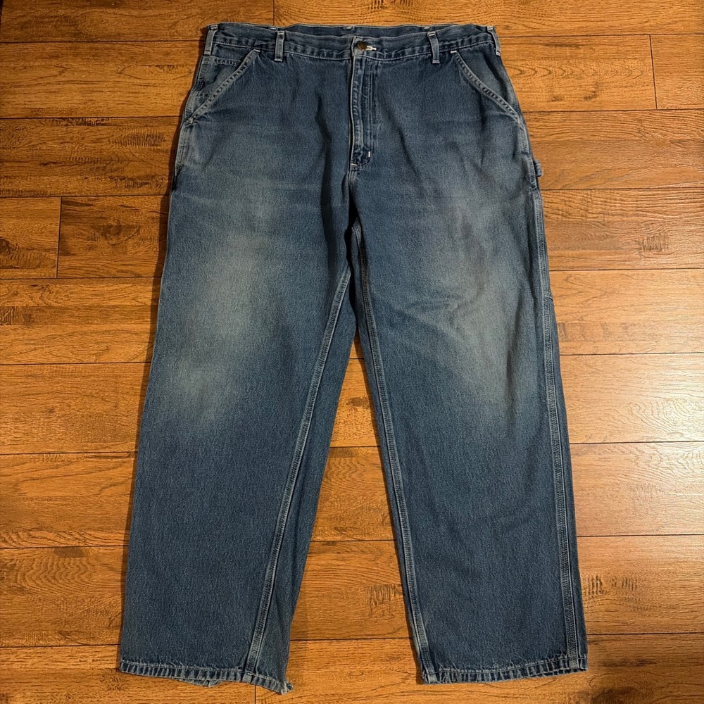 Carhartt Mens B13 Original Dungaree Fit Jeans Blue 40x30 Cotton Carpenter Work
